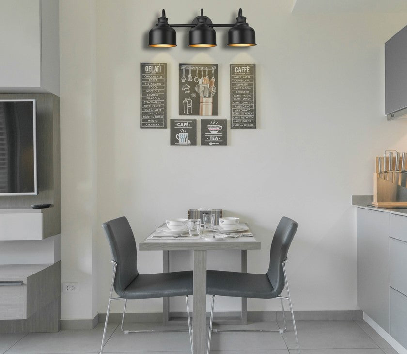 Bathroom 3-Lights wall lamp Black JF2228-W3