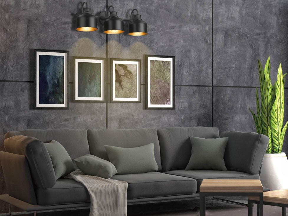 Bathroom 3-Lights wall lamp Black JF2228-W3