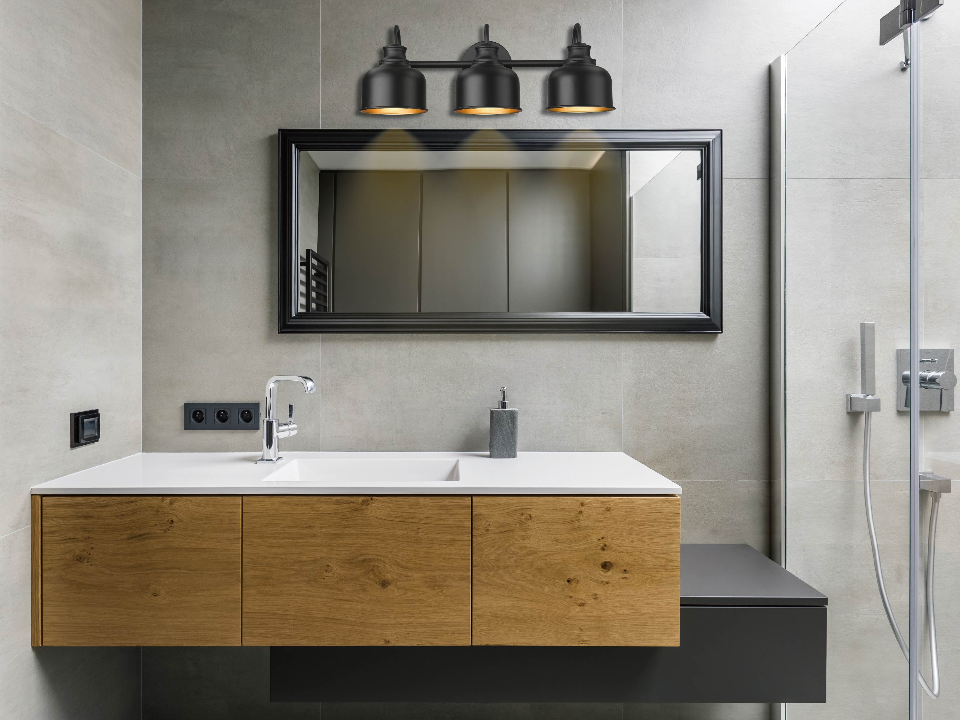 Bathroom 3-Lights wall lamp Black JF2228-W3