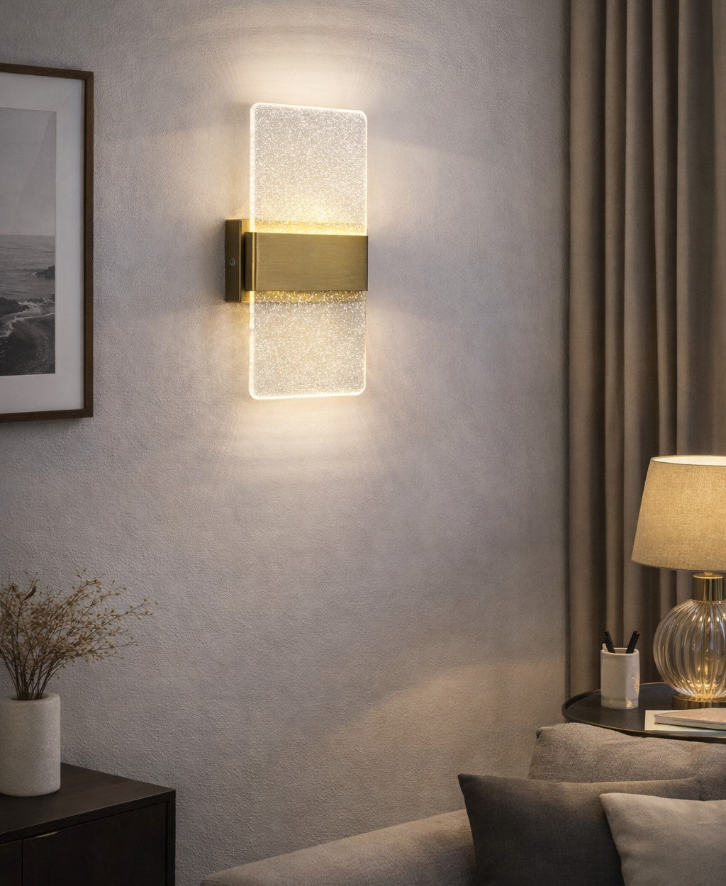 Gold & Crystal Acrylic Wall Light