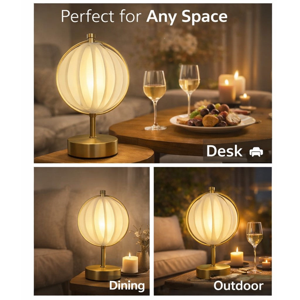 Rechargeable LED Table Lamp, Foldable Shade Design, 3000K Warm Light, Portable Cordless