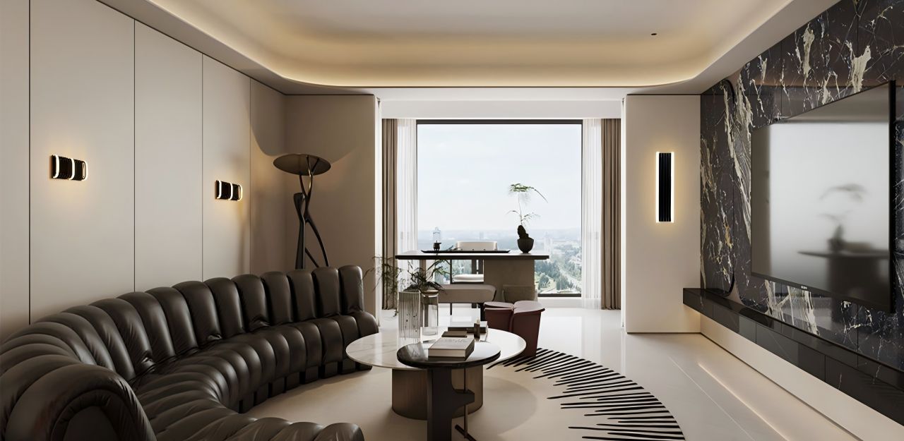 These wall lamps feature a modern design with sleek metal frames and soft, diffused light from the silicone light strip, creating a warm and inviting atmosphere in the space.