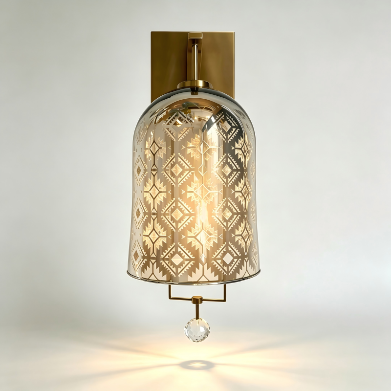 Glass wall Light Brass Finish Metal Decorative Lighting