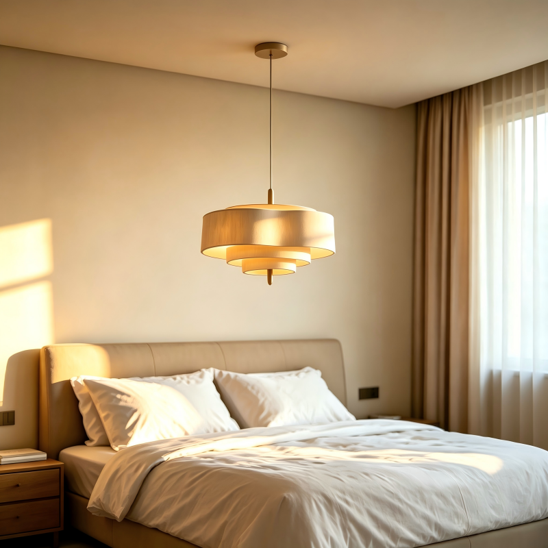 Retro French Fabric Pendant Light,wood frame