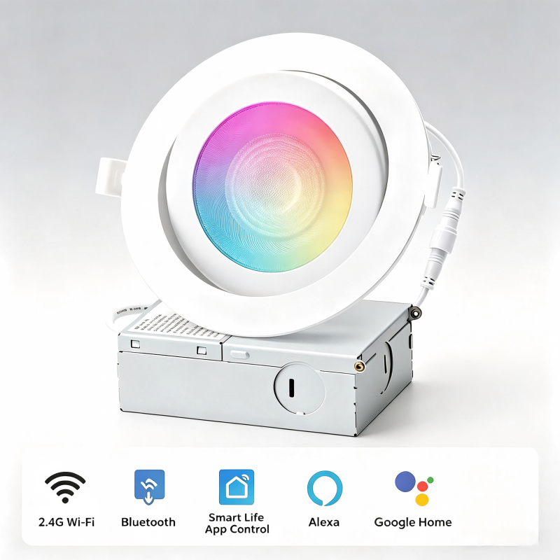 Smart LED Recessed Gimbal Downlight RGB Color Changing
