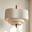 Retro French Fabric Pendant Light,wood frame