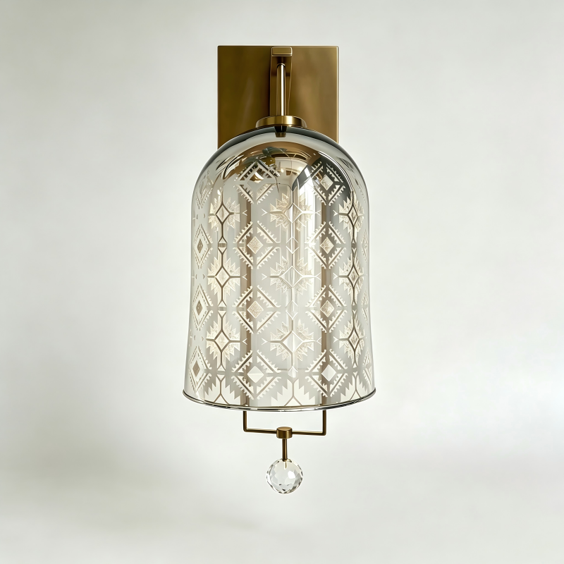 Glass wall Light Brass Finish Metal Decorative Lighting
