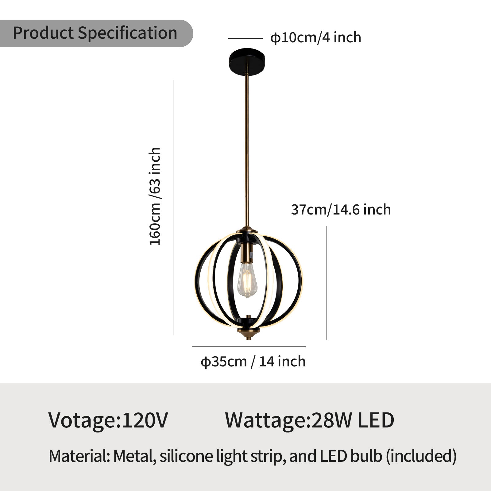Round Pendant Light PP24101-350