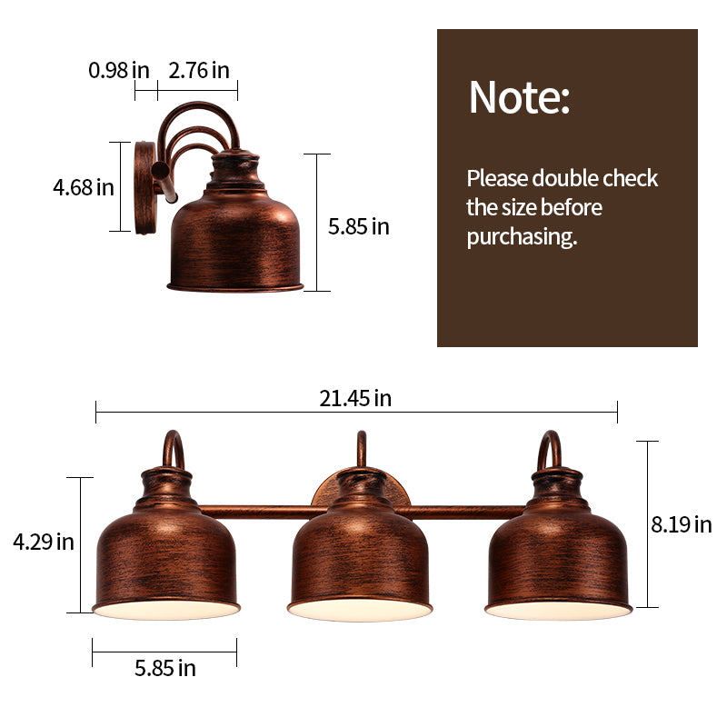Bathroom 3-Light Vanity Fixture Farmhouse Wall Sconce