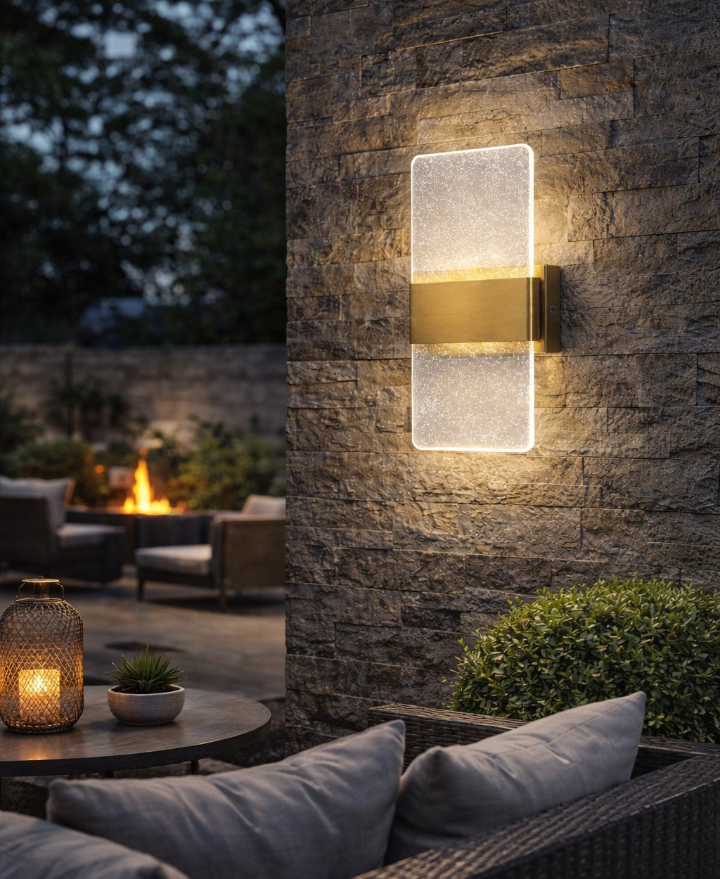 Gold &amp; Crystal Acrylic Wall Light